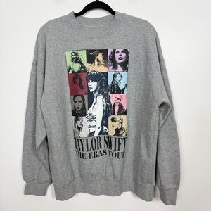 Taylor Swift The Eras Tour Graphic Gray Sweatshirt Size Medium